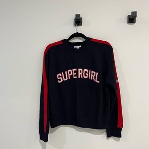 Supdued Supergirl Women's Navy and Red Sweater